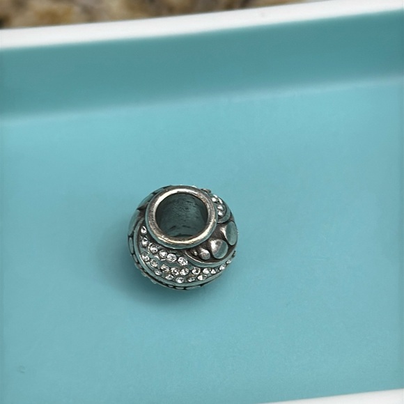 Brighton Silver Neptune Bead with Crystals in a Swirl design NWOT - Picture 3 of 4